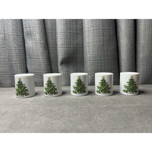 Vtg Taper Candle Holders Mini Christmas Trees Funny Design West Germany Lot of 5 - Picture 1 of 11